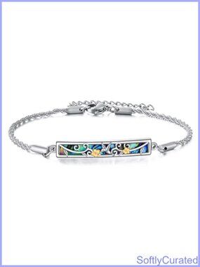 925 Sterling Silver Abalone Shell Animal Bar Pendant Bracelet